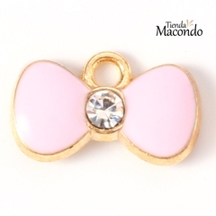 MOÑO CON ESTRASS ESMALTADO ROSA (1 UNIDAD)