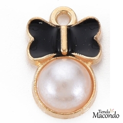 MINNIE MOÑO NEGRO ESMALTADO CON PERLA (1 UNIDAD)
