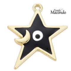 ESTRELLA OJITO ESMALTADA NEGRO (1 UNIDAD)