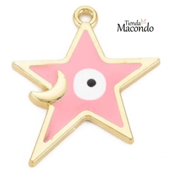 ESTRELLA OJITO ESMALTADA ROSA (1 UNIDAD)