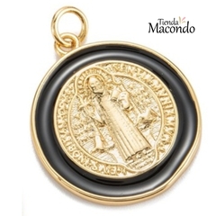 MEDALLON SAN BENITO IMAGEN ENCHAPADO NEGRO (1 UNIDAD)