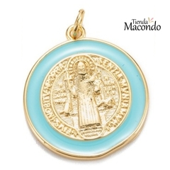 MEDALLON SAN BENITO IMAGEN ENCHAPADO CIAN (1 UNIDAD)