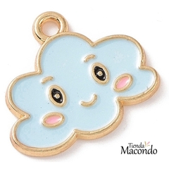 NUBE FELIZ CELESTE ESMALTADA (1 UNIDAD)