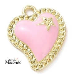 CORAZON EMA ESMALTADO ROSA (1 UNIDAD)