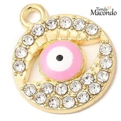 OJO ESMALTADO Y ESTRAS ROSA (1 UNIDAD)