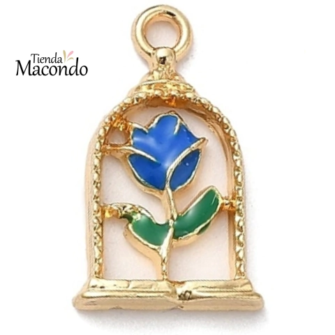 4 CAMPANAS ROSA ESMALTADA AZUL (4 UNIDADES)