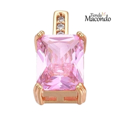 CIRCONIA RECTANGULO ENCHAPADO ROSA