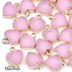 CORAZON PIEDRA DRUZY ROSA (1 UNIDAD)