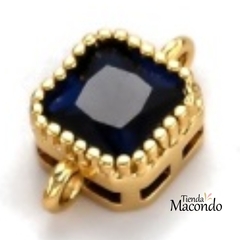 CONECTOR CIRCONIA CUADRADO ENCHAPADO AZUL