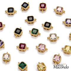 CONECTOR CIRCONIA CUADRADO ENCHAPADO TRASLUCIDO - comprar online