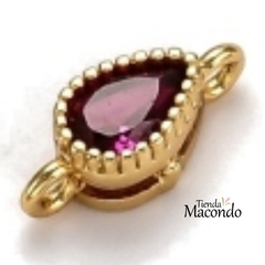 CONECTOR CIRCONIA LAGRIMA ENCHAPADO FUCSIA