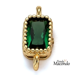 CONECTOR CIRCONIA RECTANGULO ENCHAPADO ESMERALDA