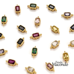 CONECTOR CIRCONIA RECTANGULO ENCHAPADO AZUL - comprar online