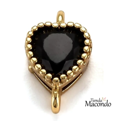 CONECTOR CIRCONIA CORAZON ENCHAPADO NEGRO
