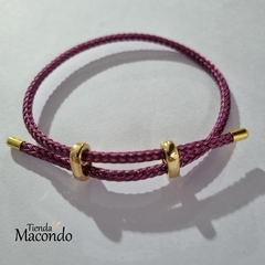 CUERDA DE ALAMBRE PARA PULSERA CON DESLIZANTE Y TERMINALES MORADO
