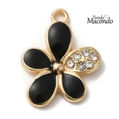 FLOR IRREGULAR ESTRAS NEGRA ESMALTADA (1 UNIDAD)
