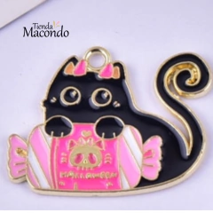 GATITO HALLOWEEN CANDY ESMALTADO XL (1 UNIDAD)