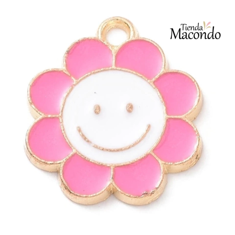 4 FLORES CARITA FUCSIA ESMALTADA (4 UNIDADES)