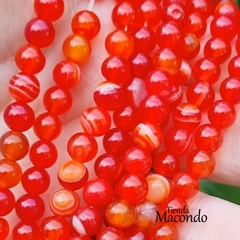 TIRA AGATA NATURAL CON BANDAS ROJO 6 mm (1 Tira)