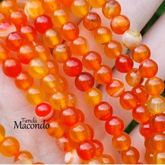 TIRA AGATA NATURAL CON BANDAS NARANJA 6 mm (1 Tira)