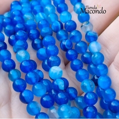 TIRA AGATA NATURAL CON BANDAS TURQUESA 6 mm (1 Tira) - comprar online