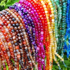 TIRA AGATA NATURAL CON BANDAS VIOLETA 6 mm (1 Tira) - comprar online