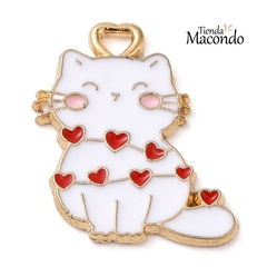GATO AMOR BLANCO ESMALTADO (1 UNIDAD)