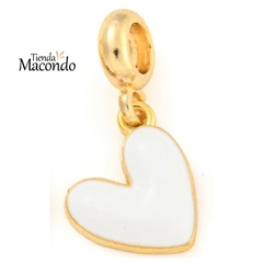 COLGANTE CORAZON BLANCO ESMALTADO ESTILO PANDOR D (1 Unidad)