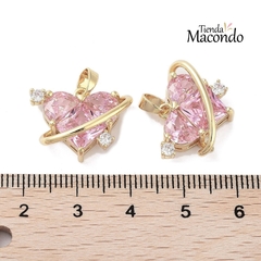 CORAZON GRANDE ENCHAPADO CON CUBIC ZIRCONIA ROSA - comprar online