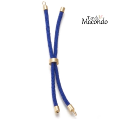 CORDON PARA PULSERA NYLON CON DESLIZANTE Y TERMINALES AZUL