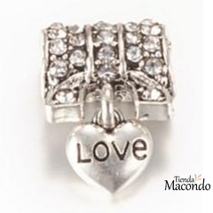 COLGANTE MOÑO CORAZON ESTILO PANDOR STR TRASLUCIDO P (1 Unidad)