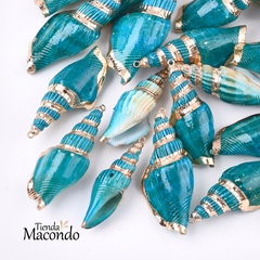 CARACOLA NATURAL PINTURA AZUL METALIZADO (1 UNIDAD) - Tienda Macondo