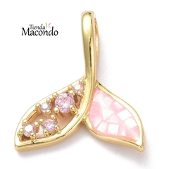 COLA BALLENA ENCHAPADA NACAR ROSA Y CIRCONIAS