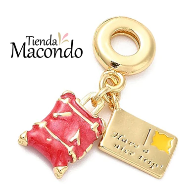 COLGANTE ENCHAPADO MALETA Y PASAJE PANDOR ROJO - comprar online