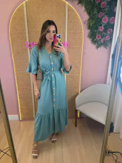 VESTIDO LONGO FAIXA BOTÃO HELENA