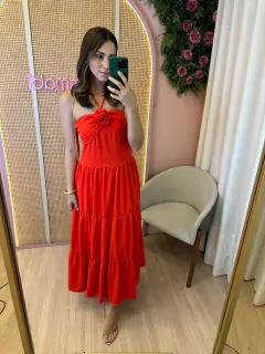 VESTIDO LONGO DETALHE FLOR LETICIA