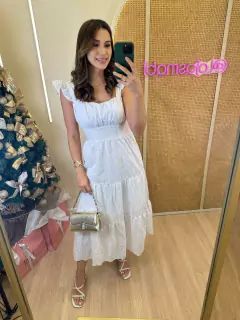 VESTIDO LONGO DETALHE FLOR LESLEY