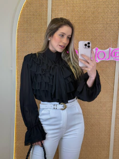 CAMISA MANGA LONGA TULE BABADO LAYLA