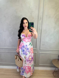 VESTIDO LONGO ARGOLA FLORAL ALICE