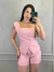 CONJUNTO SHORT/CROPPED MANGA ÚNICA FLORY na internet