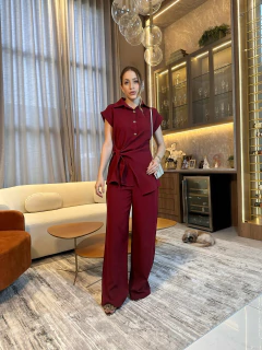 CONJUNTO CALÇA/BLUSA BOTÃO AMARRAÇÃO EDILENE