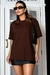 Camiseta Oversized Feminina Algodão Marrom - PDB72.3