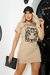 Vestido Camiseta Tigre Estampado em Algodão Bege - PDB79.3