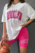 Conjunto Brooklyn Camiseta e Short Branco e Rosa - PDB94.4 na internet