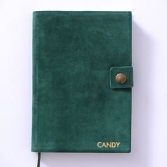 CUADERNO GAMUZA - 12 VERDE INGLES 14X21