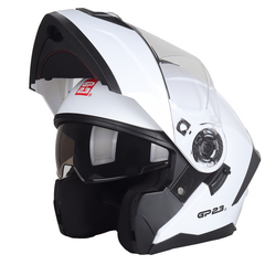 CASCO REBATIBLE DOBLE VISOR GP23 FURIUS BLANCO BRILLO - comprar online