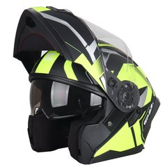 CASCO REBATIBLE DOBLE VISOR GP23 FURIUS AMARILLO FLUO - comprar online