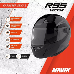 CASCO HAWK RS5 VECTOR REBATIBLE DOBLE VISOR NEGRO MATE - tienda online