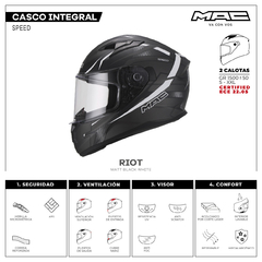 CASCO SPEED RIOT MATT BLACK WHITE - FRASER MOTOS