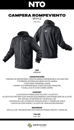 ROMPEVIENTO WHIZ NTO NEGRO - tienda online